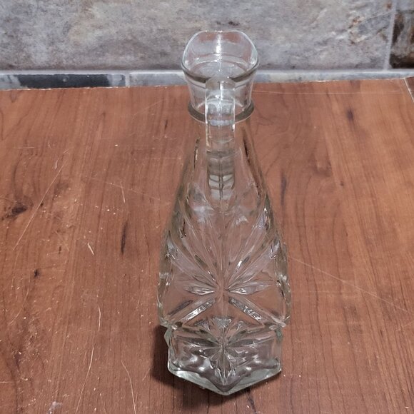 Vintage Pressed Glass Cruet Syrup Oil Vinegar Salad Dressing Serveware Sunburst - Picture 3 of 8